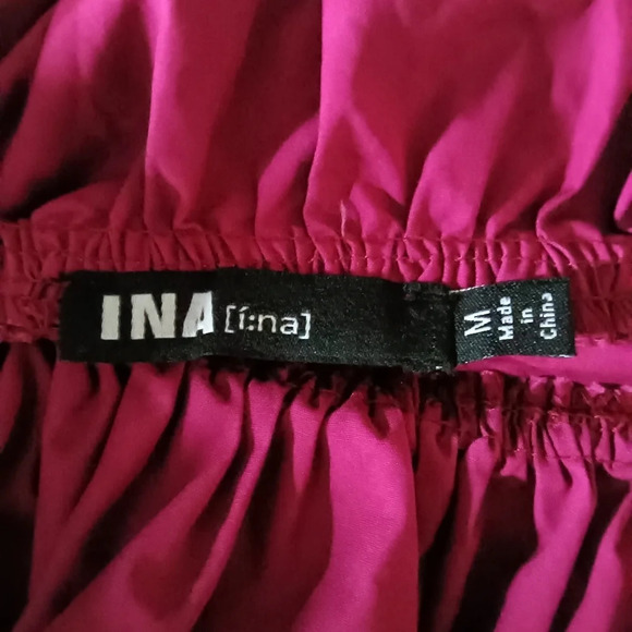 INA Pink Off Shoulder Pom Pom Ruffle Top Medium - Picture 7 of 8